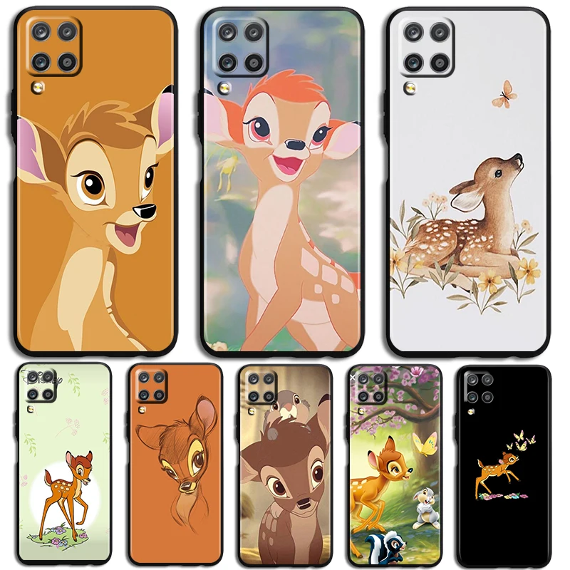 Cute bambi Phone Case For Samsung Galaxy A73 A72 A71 A70 A53 A52 A51 A50 A42 A41 A40 A33 A32 A31 A30 A30S Black luxury Back Capa