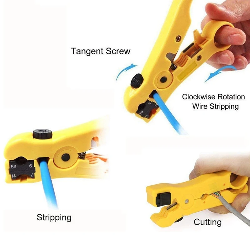 RG6 Compression Tool Coax Cable Crimper Kit RG11 RG59 F81 With 20PCS F Connectors - Blueyellow