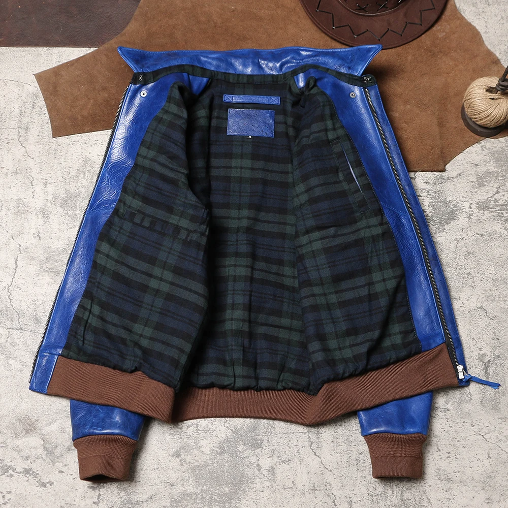 Восковая неокрашенная куртка из воловьей кожи окрашенная в индиго тяжелый