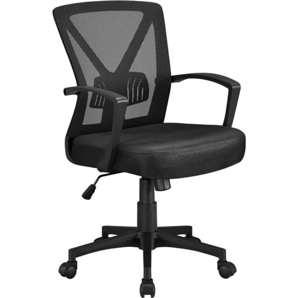 

SMILE MART Adjustable Mesh Office Chair Mid Back Executive Chair with Wheels, Black