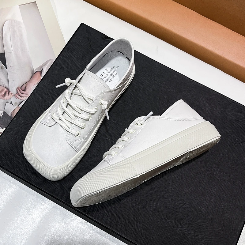Women Shoes  Genuine Leather Casual Sneakers Plus Size Spring Summer Skate Shoes Ladies Little White Vulcanized Shoes Woman