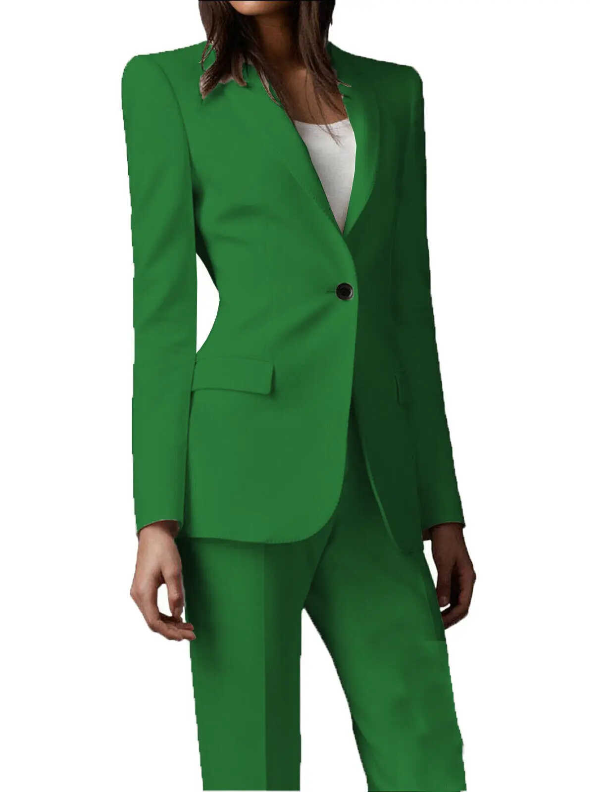 Office Ladies Women's Suit 2 Piece（Coat+Pants）Slim Fit Single Buckle Jacket  Business Classic Set  Formal