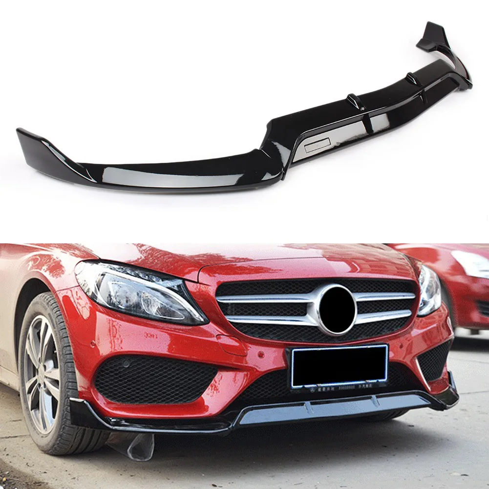 

Auto Car Front Bumper Lip Spoiler Body Wings Cover Spoilers Diffuser ABS Gloss Black For Mercedes-Benz C-Class W205 2015-2018