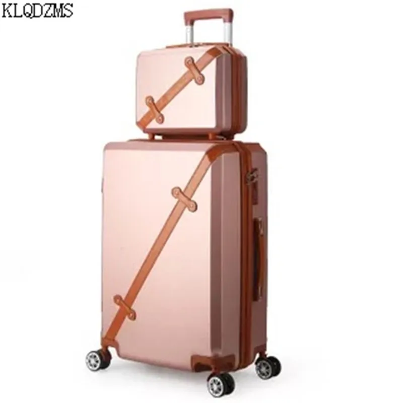 KLQDZMS 20/22/24/26 Inch High Quality Suitcase Set Women's Travel Luggage Carry on Cabin Rolling Luggage Student Suitcase