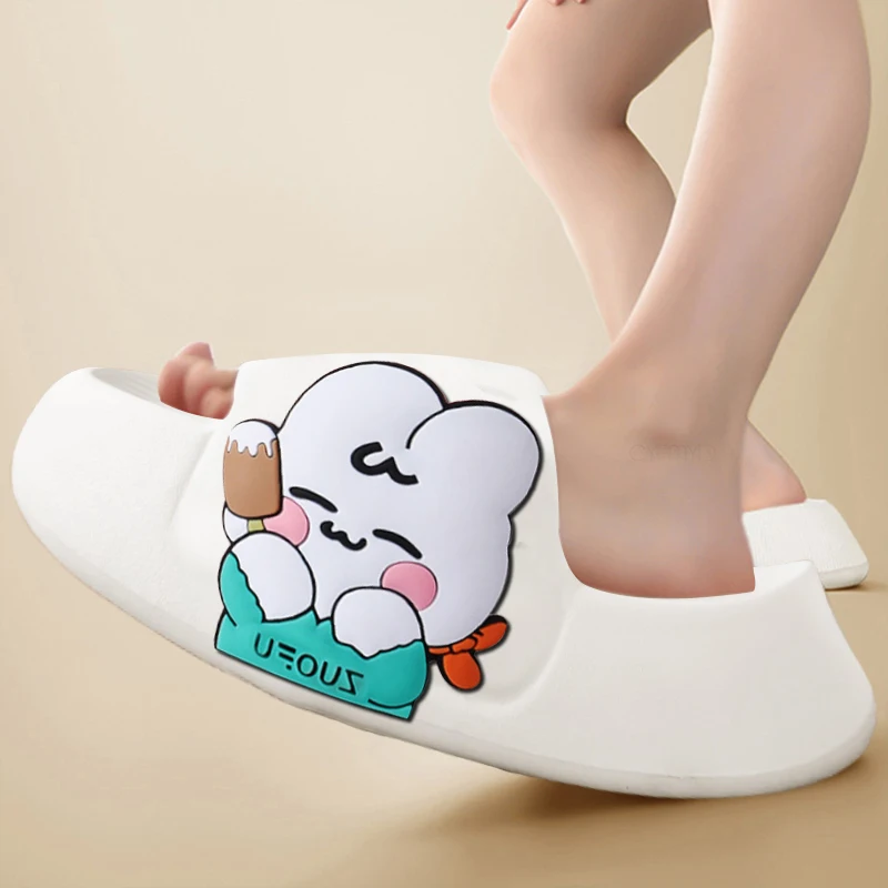 Summer Home Slippers for Women Cute Cartoon Rabbit Soft Thick Sole Shoes for Woman Casual Indoor Slides Female House Slippers