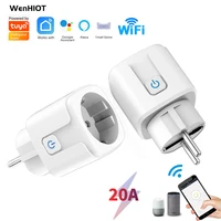 wenhiot 20a wifi smart socket eu plug tuya smart home automation monitor timer electronic outlet support google home alexa