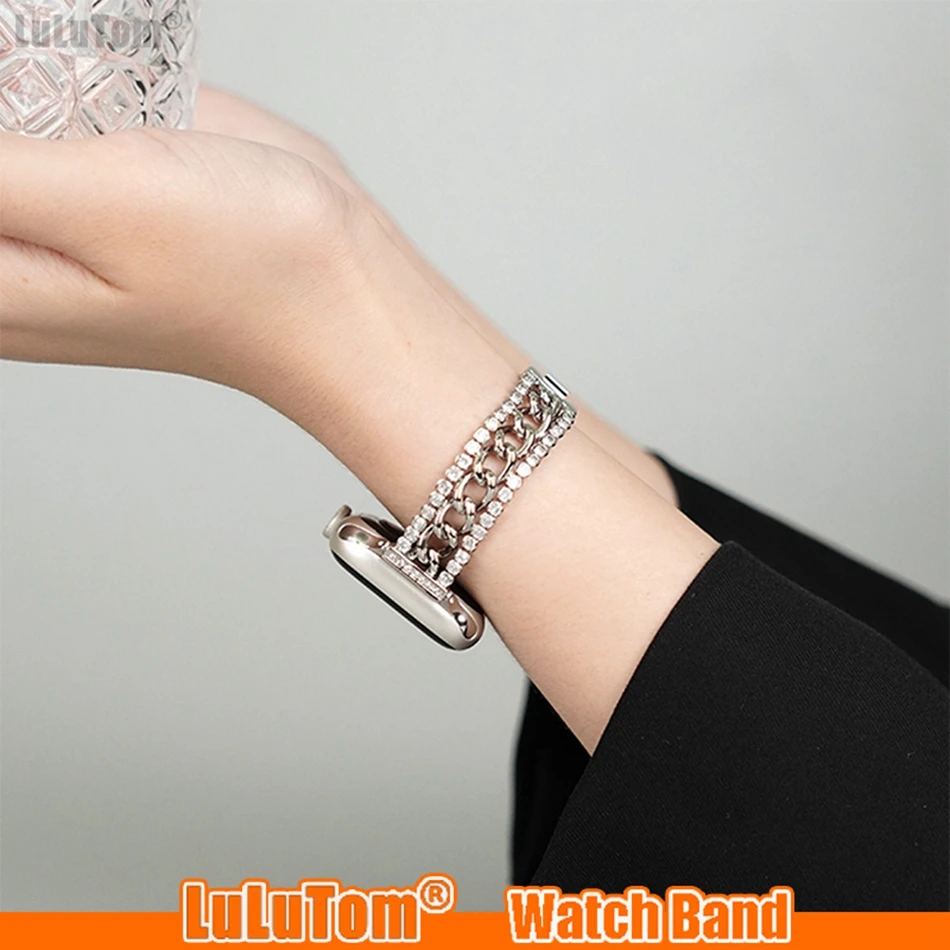 

Diamond Straps For Apple Watch 9 Band Ultra 2 49mm 38 41mm 40 44 45mm 42mm Luxury Metal Bracelets IWatch Series 9 8 7 6 SE 5 4 3