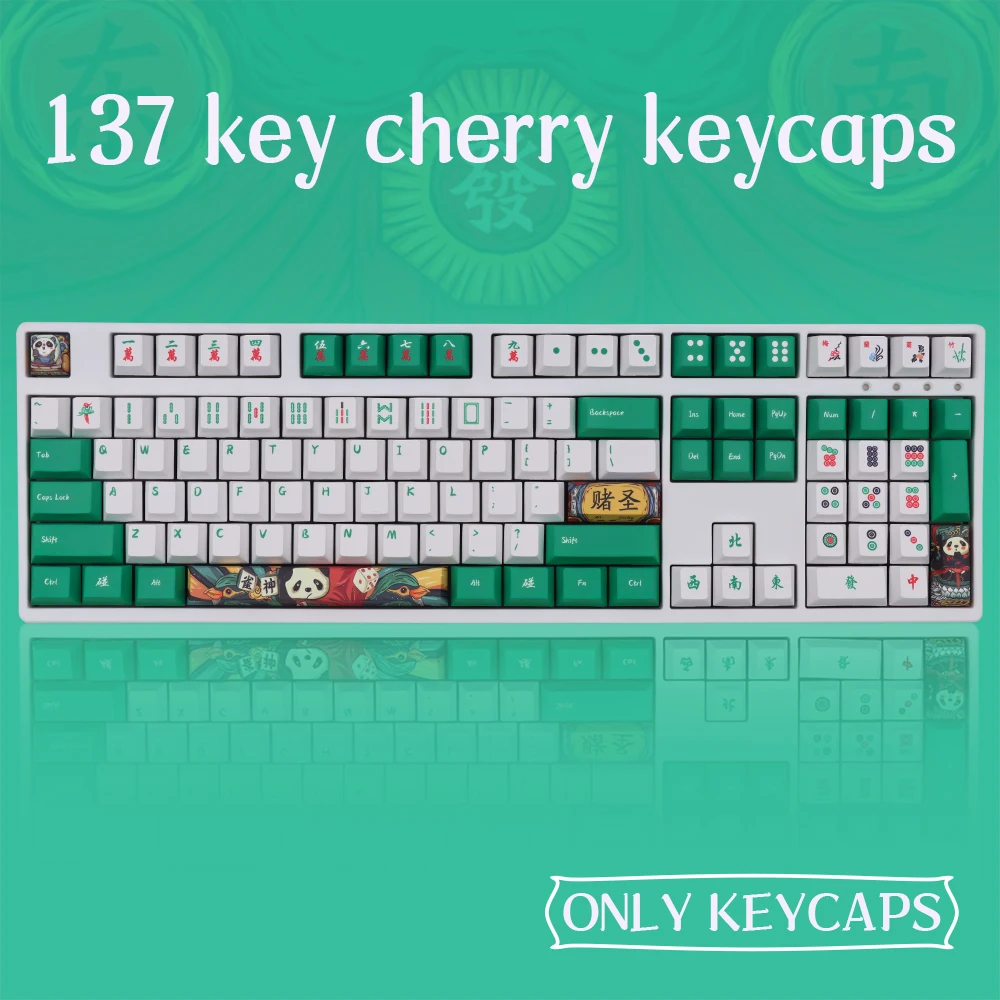 

Chinese Mahjong Keycaps Cherry Profile DYE-Sublimation PBT Keycap For GMK Cherry MX Switch 61/87/104/108 Mechanical Keyboard