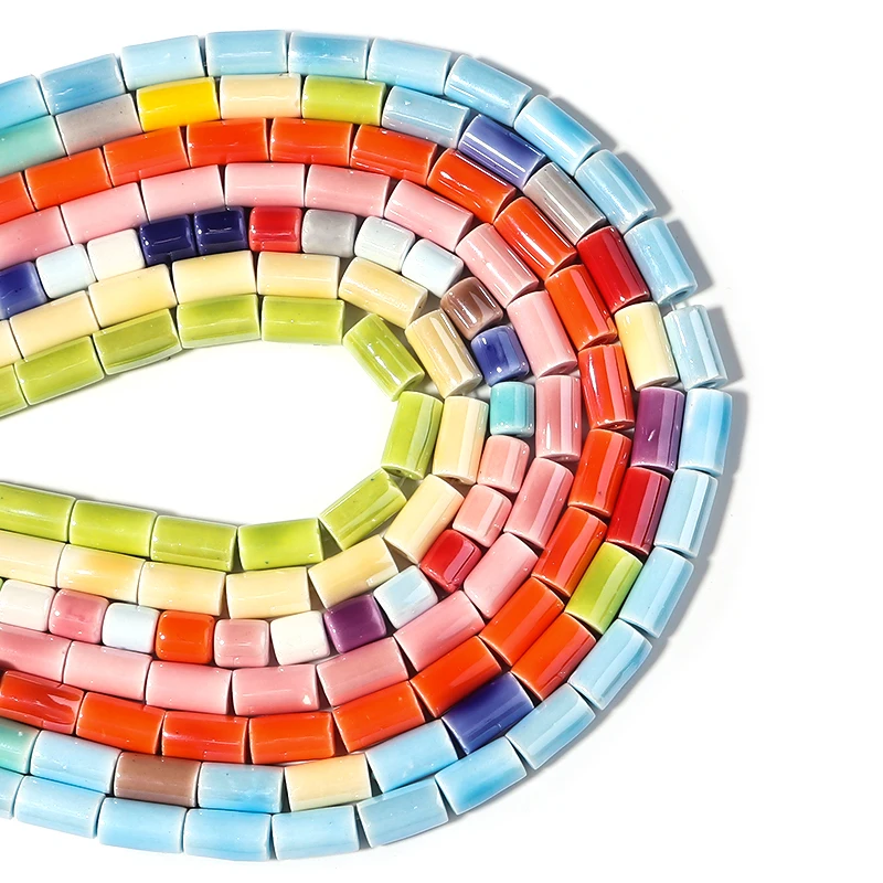Ceramic Tubular Beads Colorful Abacus Mixed Colors Spacer For Diy Jewelry Making Bracelet Necklace Accessories