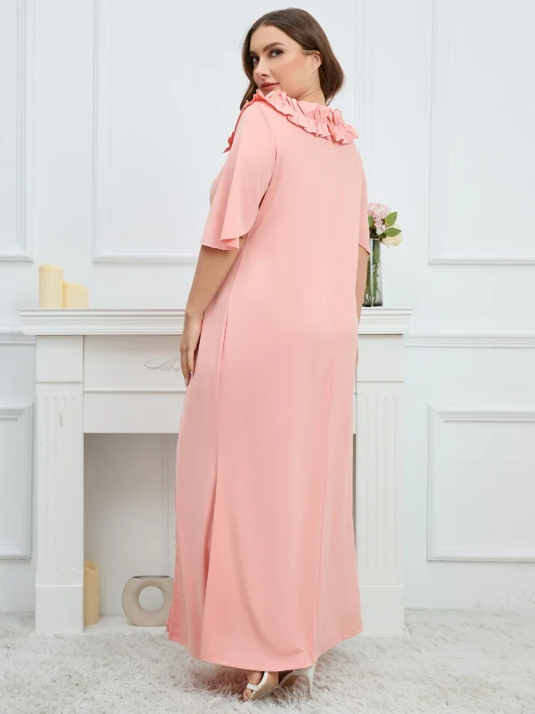 Элегантные розовые платья для женщин с круглым вырезом рукавом-бабочкой
