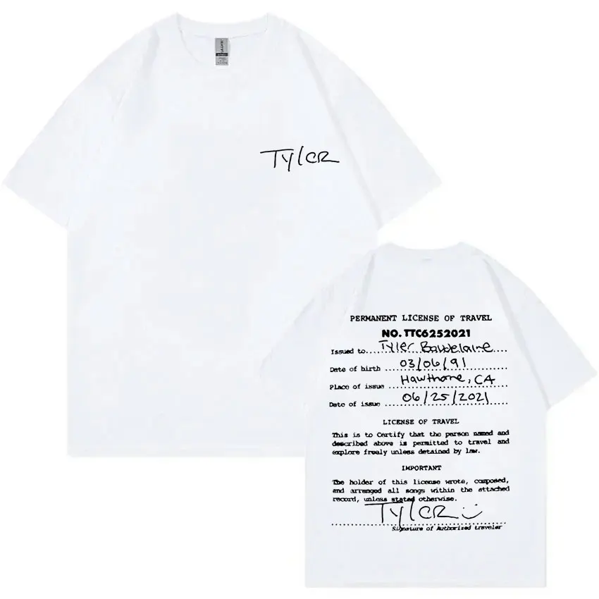 Tyler The Creator Chromakopia World Tour T Shirts Men Hip Hop Oversized Tshirt Unisex Pure Cotton T-shirt Male Cool Streetwear