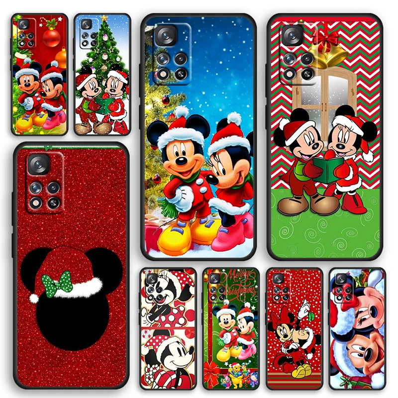 

Christmas Mickey Minnie Black Phone Case For Xiaomi Redmi Note 12 11E 11S 11 11T 10 10S 9 9T 9S 8T 8 Pro Plus 5G Cover