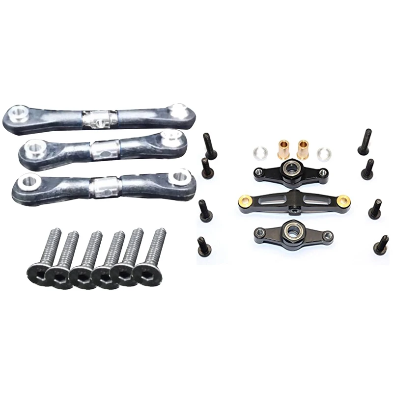 

1 Set Alloy Steering Assembly,Black & 1 Set Metal Steering Tie Rod Link Rod