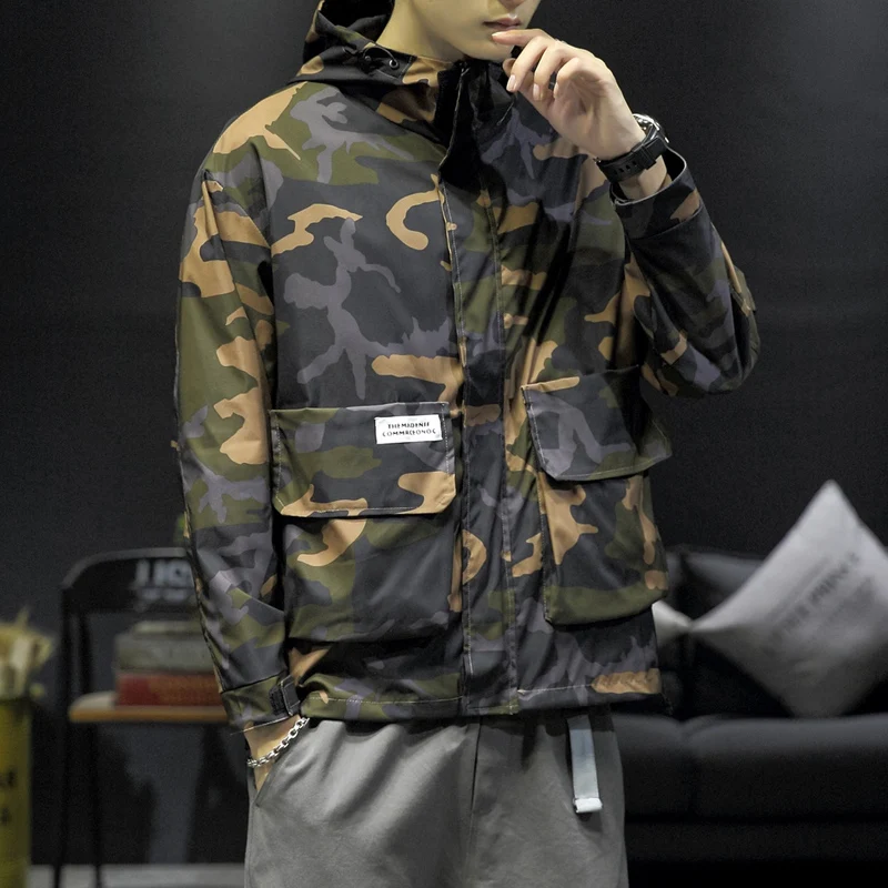 

Новинка Весна 2022, куртка с капюшоном для инструментов, мужская Тонкая Повседневная спортивная толстовка, камуфляжная уличная куртка