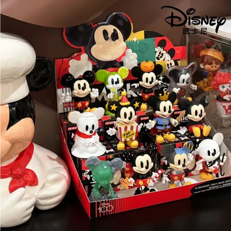 

Genuine Disney Mickey Mouse Blind Box Curious Boundless Series Mysterious Surprise Box Figure Pvc 100th Anniversary Doll Toys