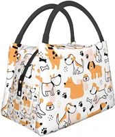 cute cartoon dog lunch bag lunch box animal portable tote bag for women men office work picnic hiking beach