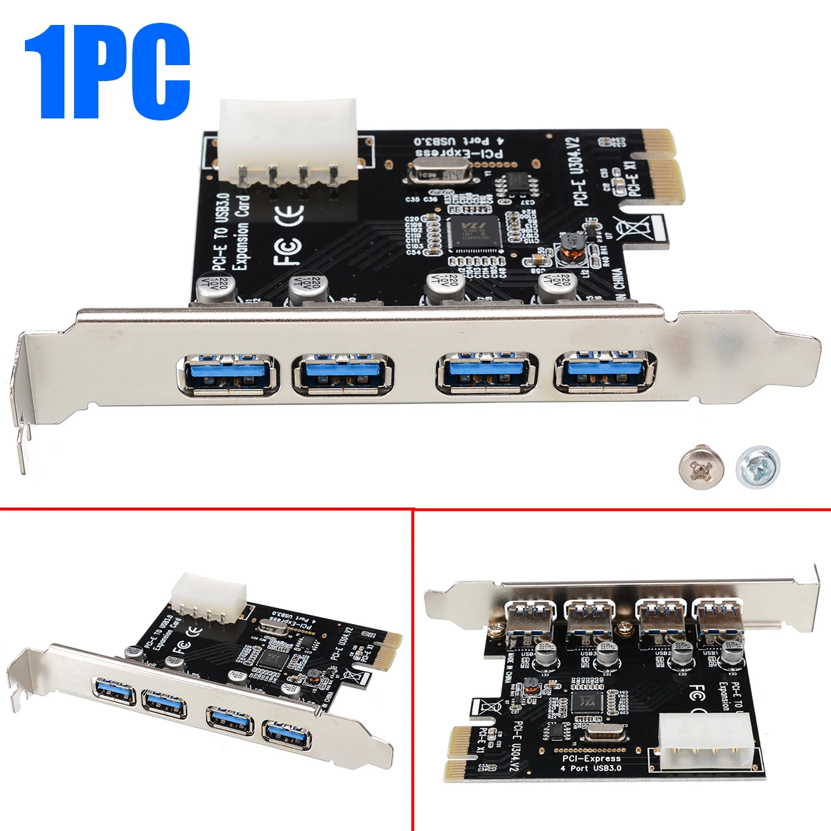 

1pc 4 Port USB 3.0 HUB PCI-E Adapter For Desktop 5.0 Gbps PCI-E Bus Expansion Card Connectors For Windows XP/Win7/8/10 Parts