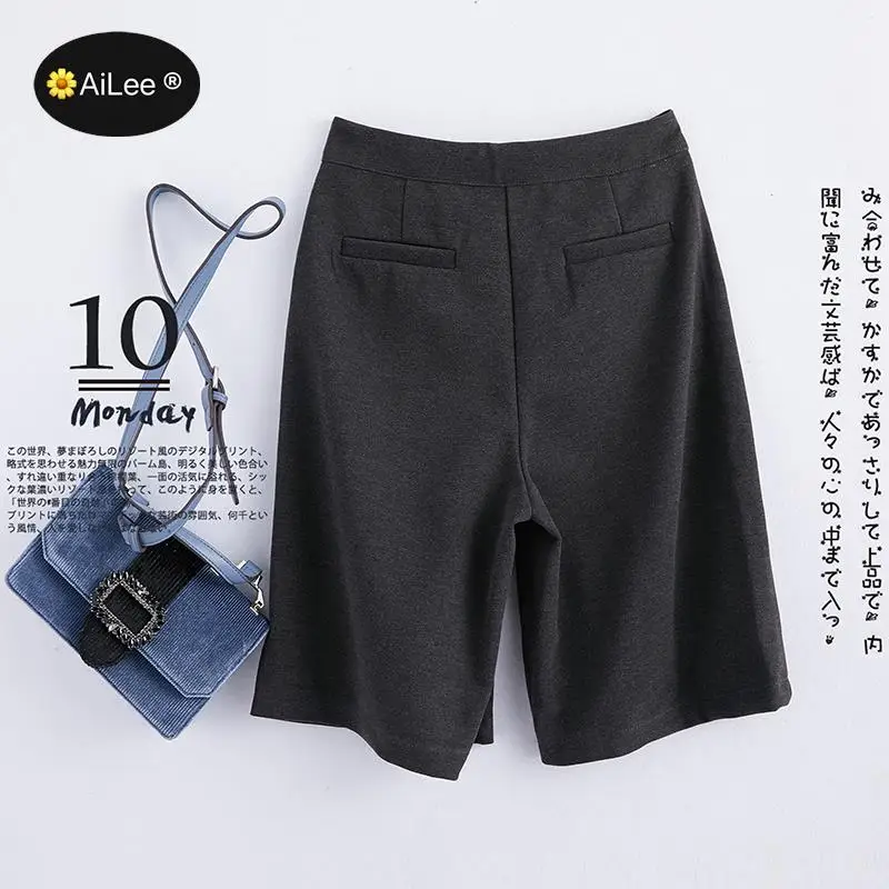 Knee Long Winter Wool Boots Shorts Women Wide Leg Shorts High Waist Pocket Warm Shorts Loose Autumn Wide Leg Casual Bottoms