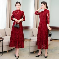 2022 chinese dress flower embroidery qipao vintage stage show cheongsam chinese dress gown chinese wedding dress oriental qipao