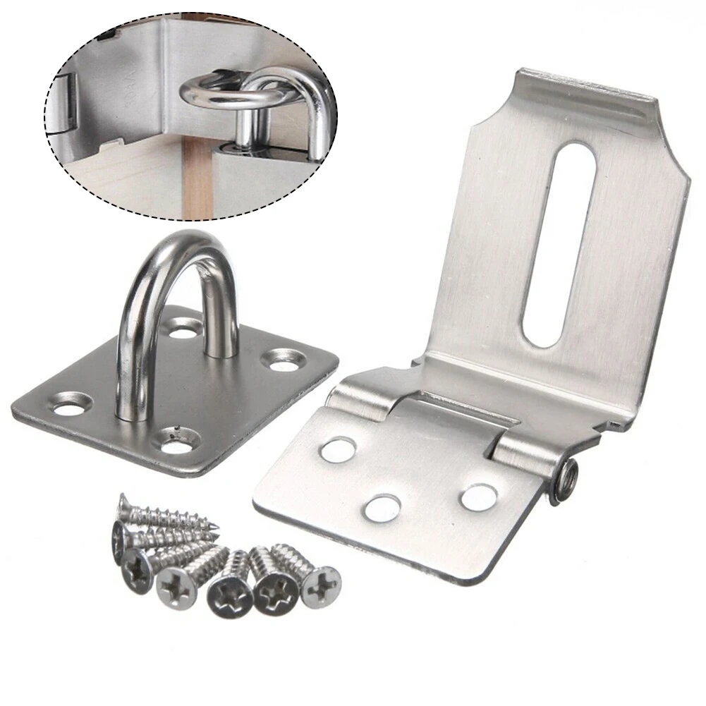 

Stainless Steel Padlock Clasp Gate Hasp Staple Door 90 Degrees Latches Lock Shed Latch Household Burglar-proof Accessories