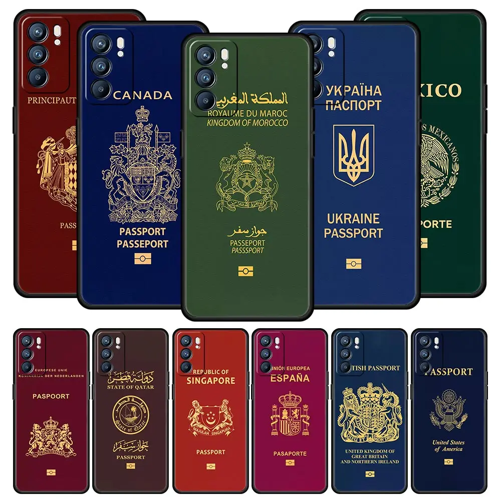 

Morocco Ukraine Passport Phone Case For OPPO Find X5 A54 A53 A52 A9 2020 A15 A95 A76 A74 A12 Reno7 SE Reno6 Pro Plus 5G Cover