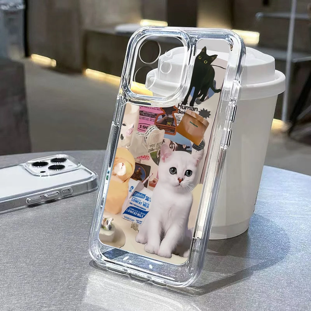 Cute Cats Clear Phone Case For Iphone 14 Pro Max Case iPhone 11 XR X XS Max 12 13 Pro Max 14 8 Plus SE Cover Soft Silicone Capa 
