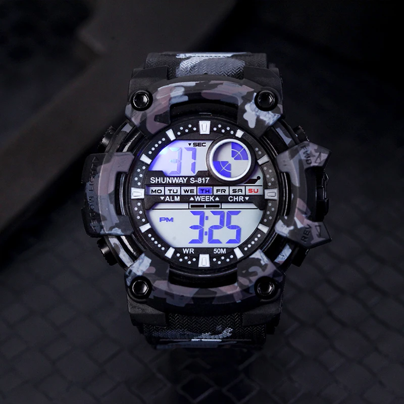 Military Army Men Watch Sports Led Electronic for Fitness Alarm Clock Multifunctional Wristwatch Montre Homme |