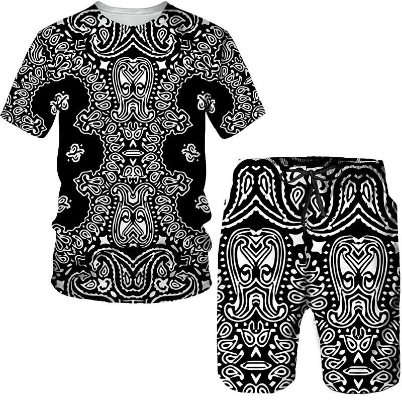 

2023 Fashion 3D Graffiti Print T-shirt Set Summer Unisex Sportswear/Camo Top/Shortsmen Clothingpant Sets