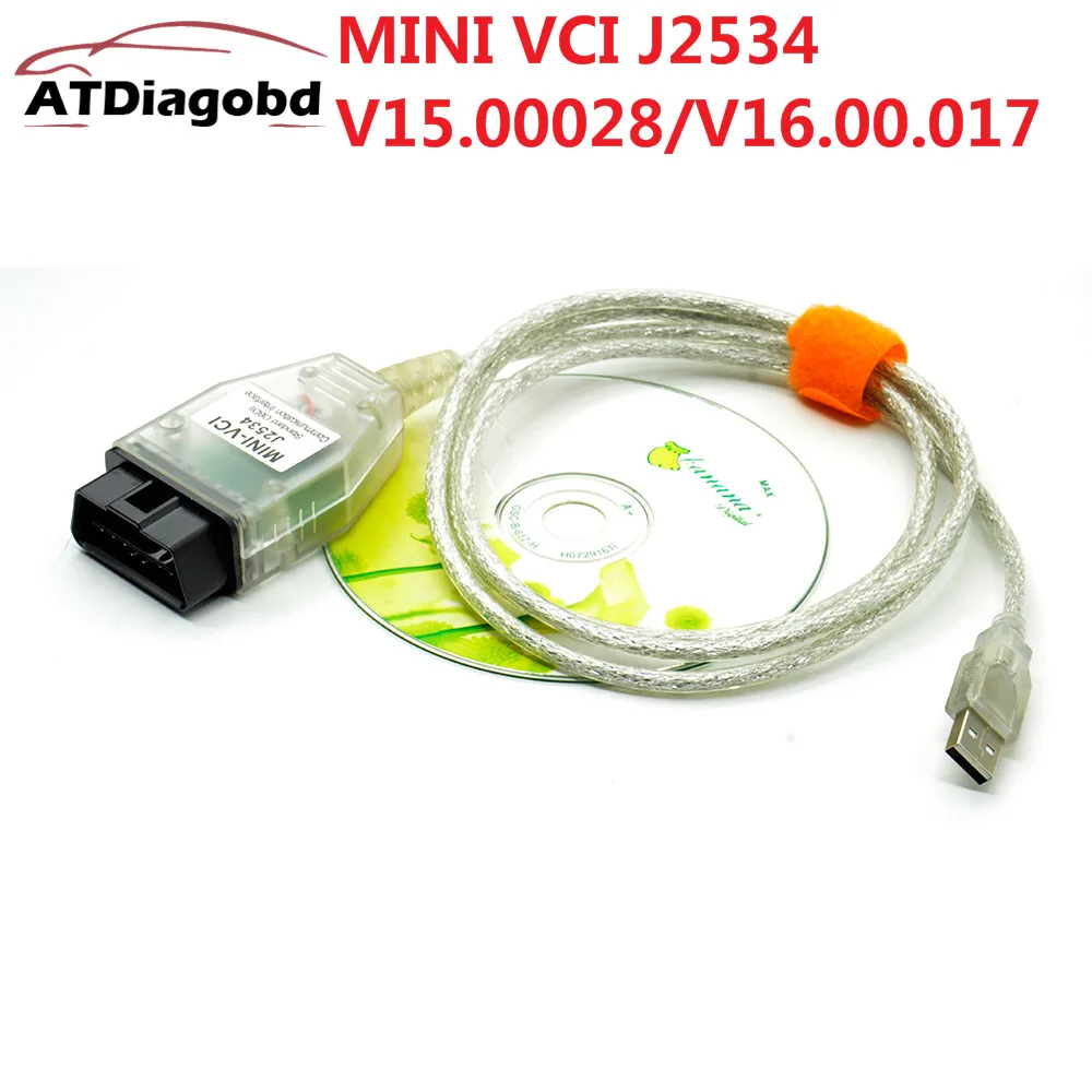Диагностический кабель V15.00028 V16.00.017 MINI VCI J2534 для автомобилей Toyota OBD Автомобильный