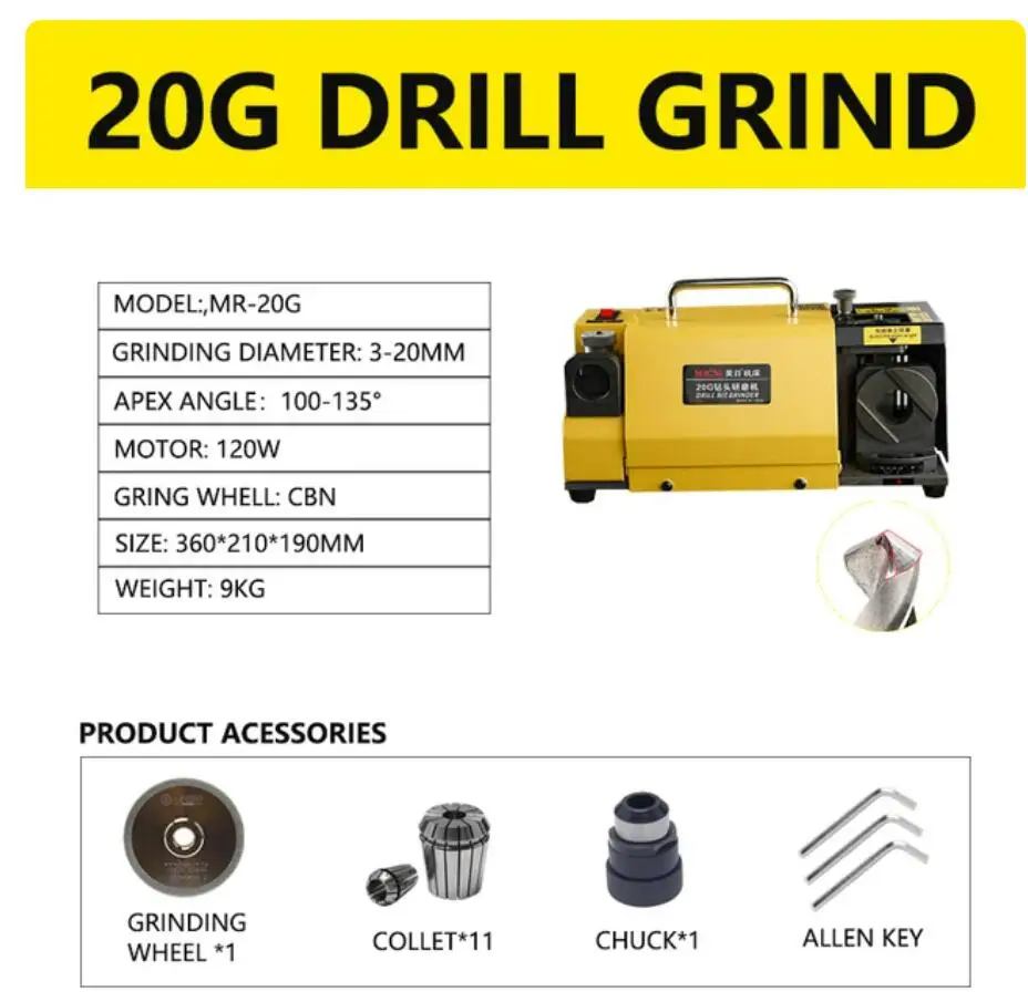 

Точилка для сверл, Эргономическая зеркальная точилка для угловой шлифовальной машины ER20 ER25