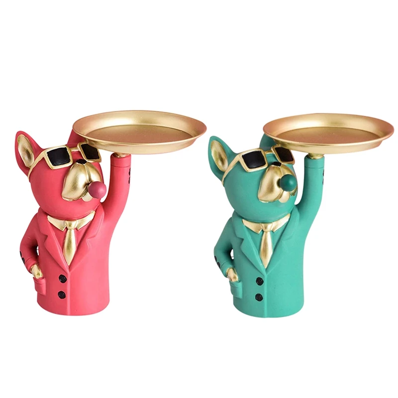 

Decorative Debris French Dog Fighting Tray Storage Decoration Living Room Key Tray Candy Tray Home Decoration