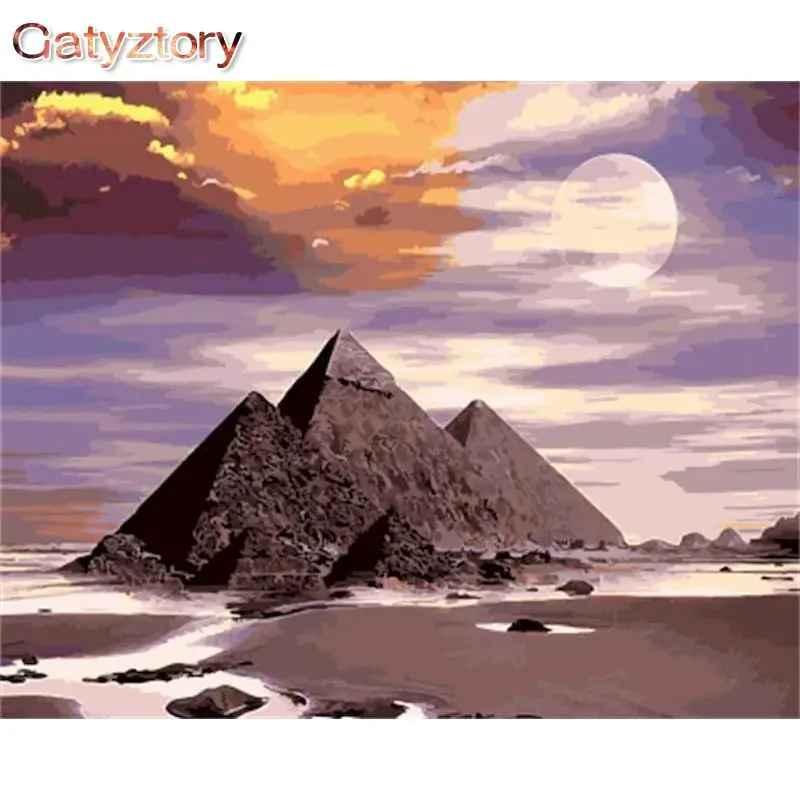 

GATYZTORY Acrylic Painting By Numbers Diy Gift Pyramid Landscape For Adults Drawing By Numbers Home Decors On Canvas Handmade