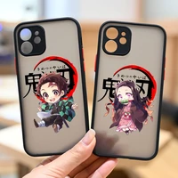 demon slayer tanjirou nezuko pattern phone case for iphone 11 12 13 pro xs max xr 7 8 plus kimetsu no yaiba hard silicone cover