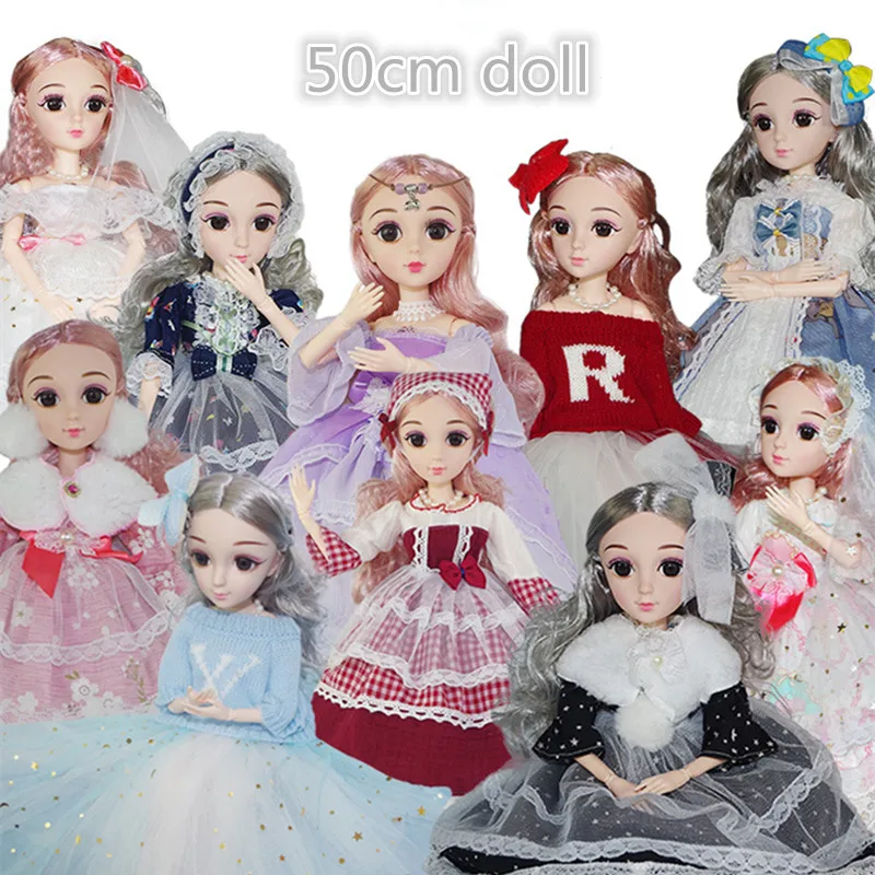 

New 50cm BJD Dress Doll Toy 3D Simulation Eyes 26 Joints Movable 1/5 Fashion Set Play House Girl Toy Children's Birthday Gift