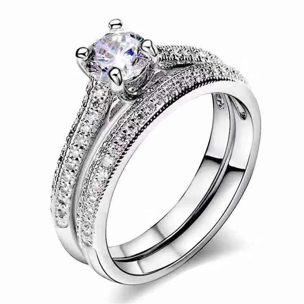 

Milangirl 2 Ring Set For Women Female Gold Color Fashion Jewelry Cubic Zircon Ring Party Jewelry Anniversary Gift