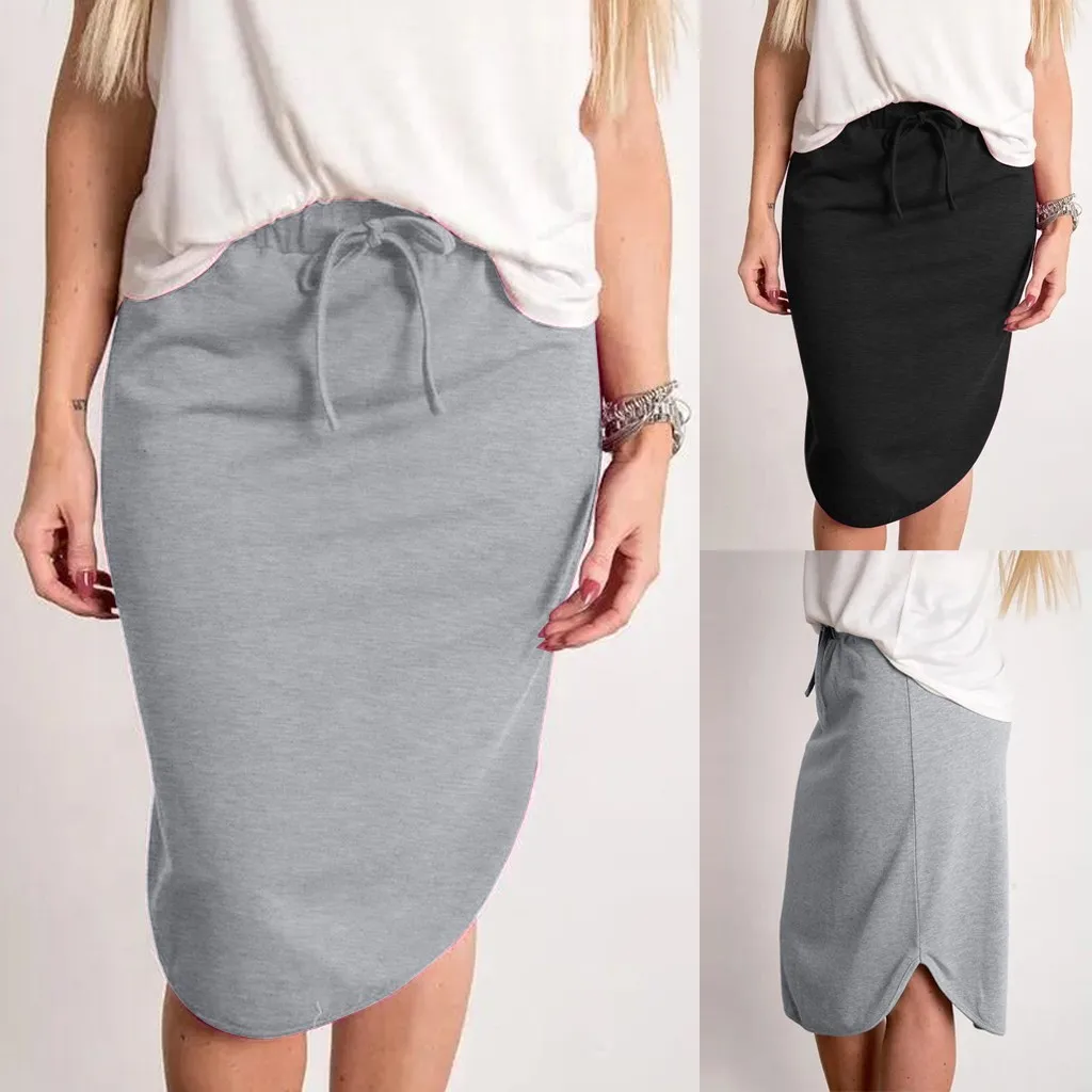 

Color Fashion Skirt Sexy Hight Solid Drawstring High Waisted Wrap Hip Skirt Casual Vintage Solid Undefined Formal Lady Skirt