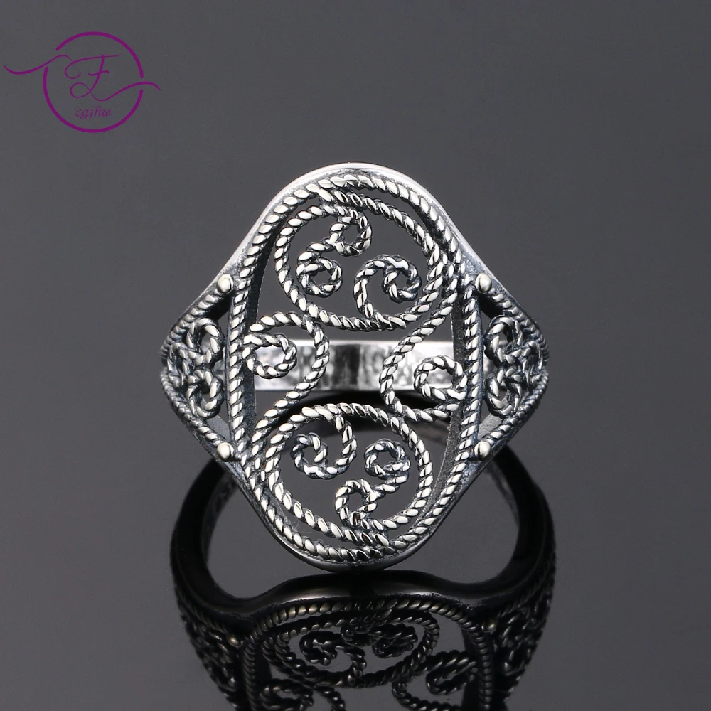 

Vintage Hollowed Rings Silver Jewelry Wedding Engagement Anniversary Gift Ring for Women Men Simple Style Whole Sale