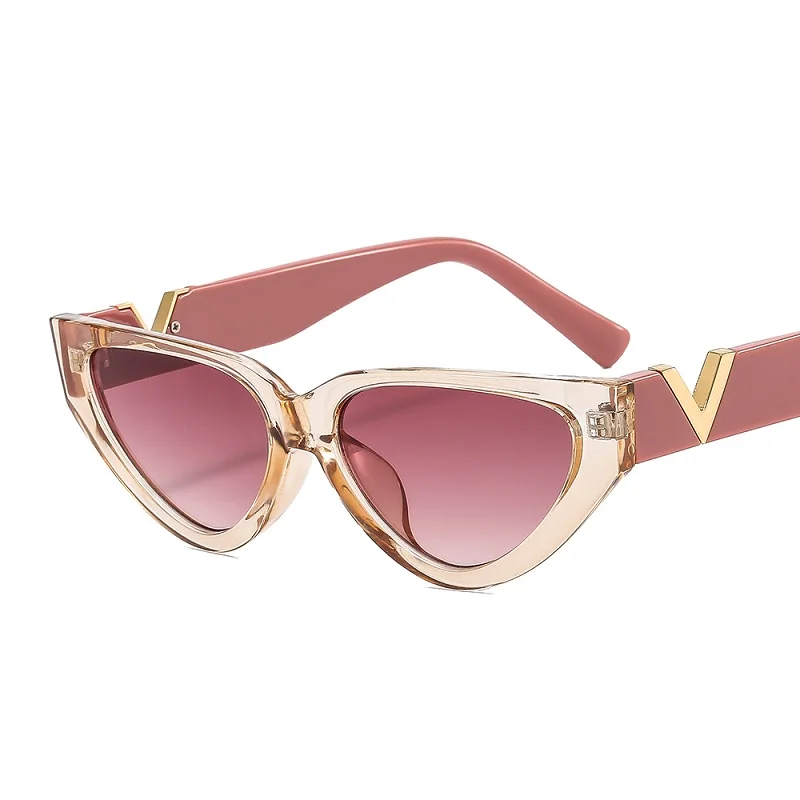 

2022 New Fashion Cat Eye Sunglasses Women Men PC Lens Frame Leopard V Logo Brand Designer Luxury Vintage Style UV400 Glasses