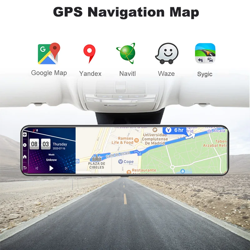 Зеркало-видеорегистратор Pongki Android ADAS D90 12 дюймов 1080P 4G GPS | Автомобили и мотоциклы