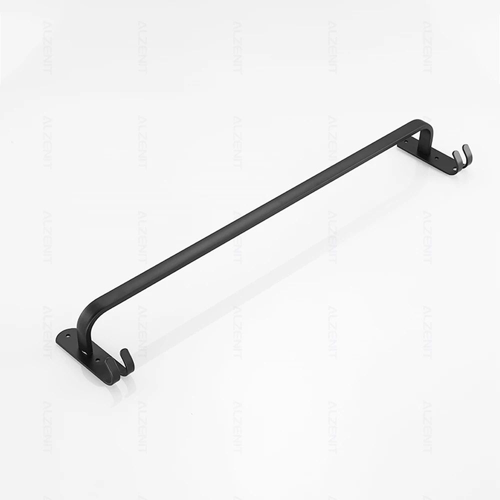towel bar 40 60cm double rod rail rack with hook wall mount holder bathroom accessories matte black shower hanger aluminum shelf free global shipping