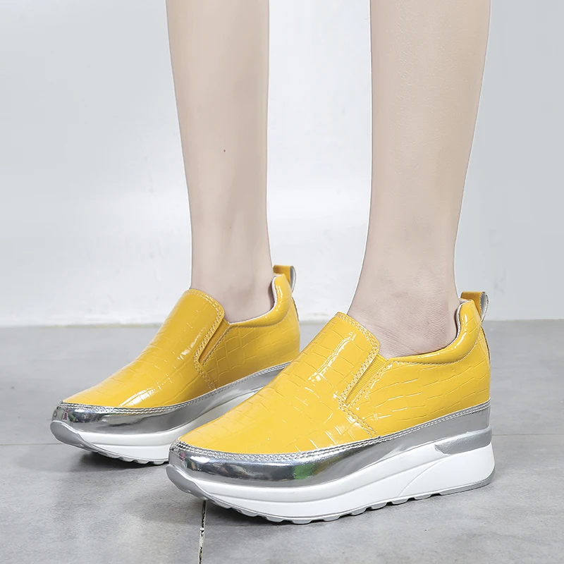 

Женские кроссовки Rimocy, из искусственной кожи, на вулканизированной подошве, со скрытыми каблуками, повседневные, для весны, 2021