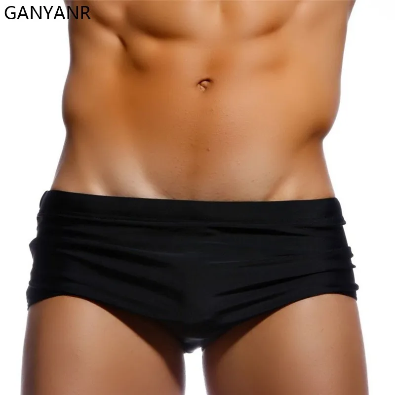 

GANYANR Swimwear Men Swimming Trunks Beach Shorts Swim Briefs Sexy Sunga boxer Bathing Suit low waist quick dry Surf Wear pool