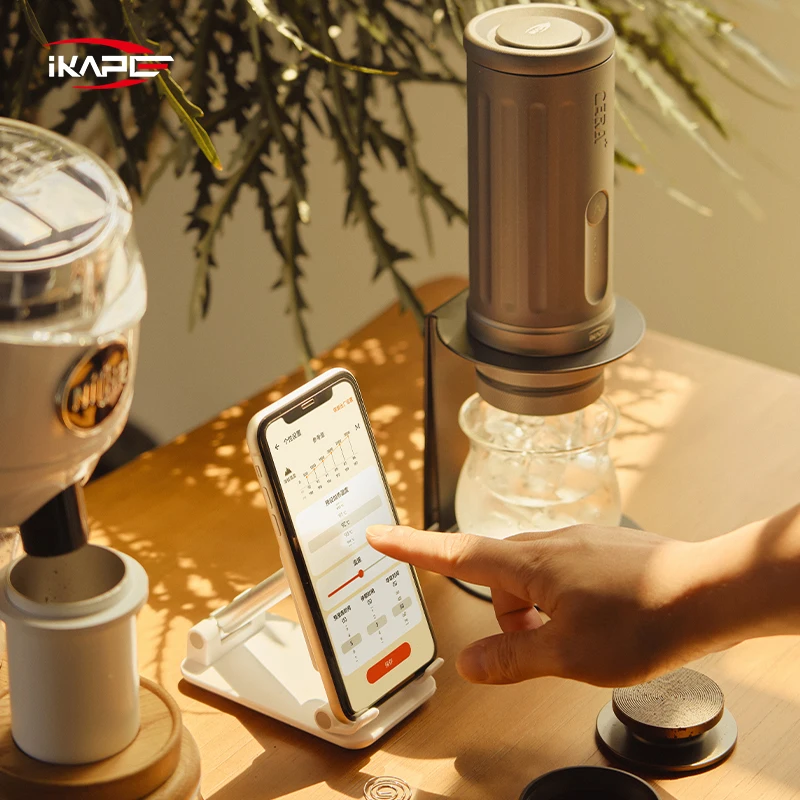 Фото Портативная беспроводная электрическая кофемашина IKAPE с Bluetooth, кофемашина, подходящая для начинающих, с портафильтром для эспрессо 51/58 мм №3