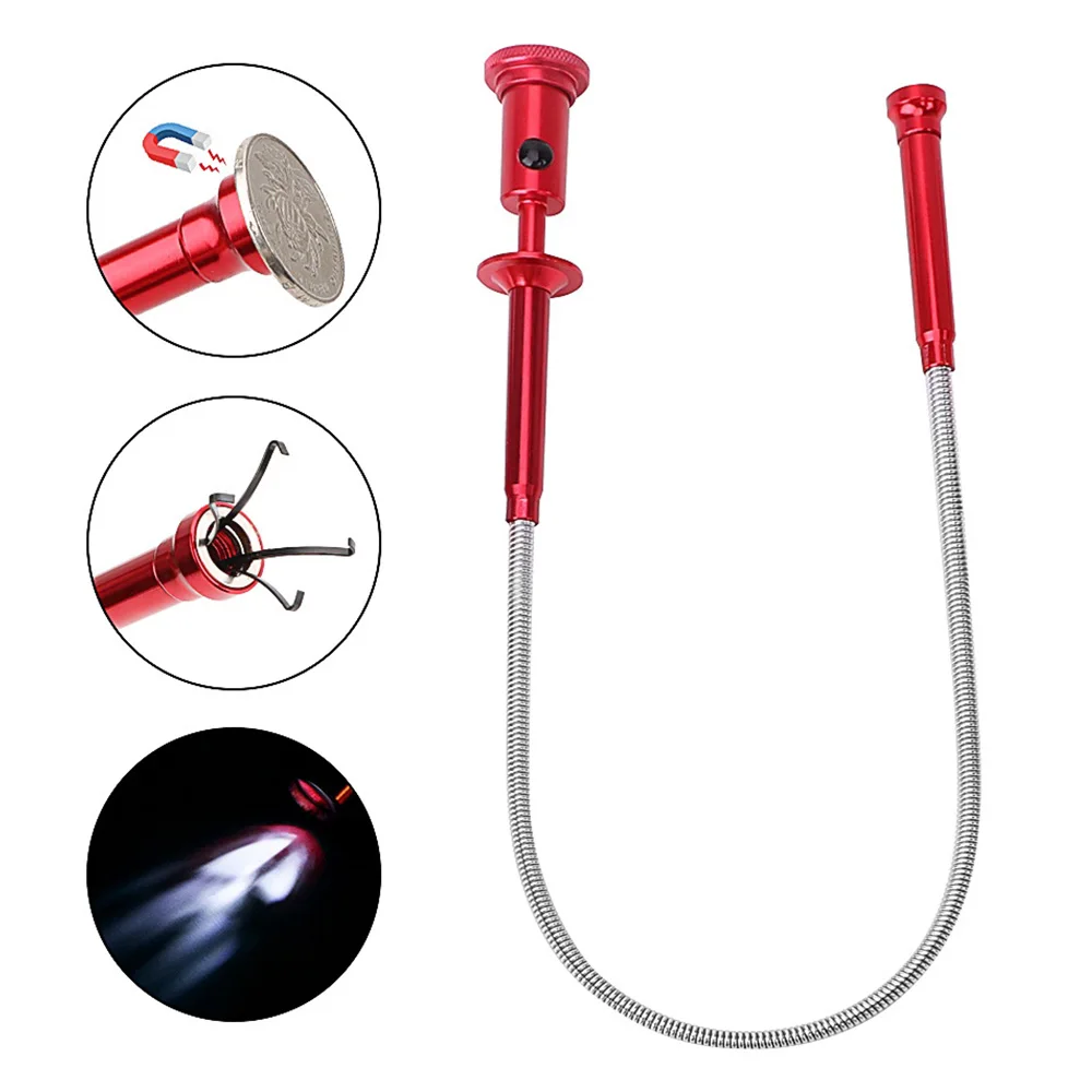 

Flexible Pick Up Magnet 4 Claw LED Light Magnetic Long Spring picker Car Repair Catcher Toilet Gadget Sewer Pickup Tool