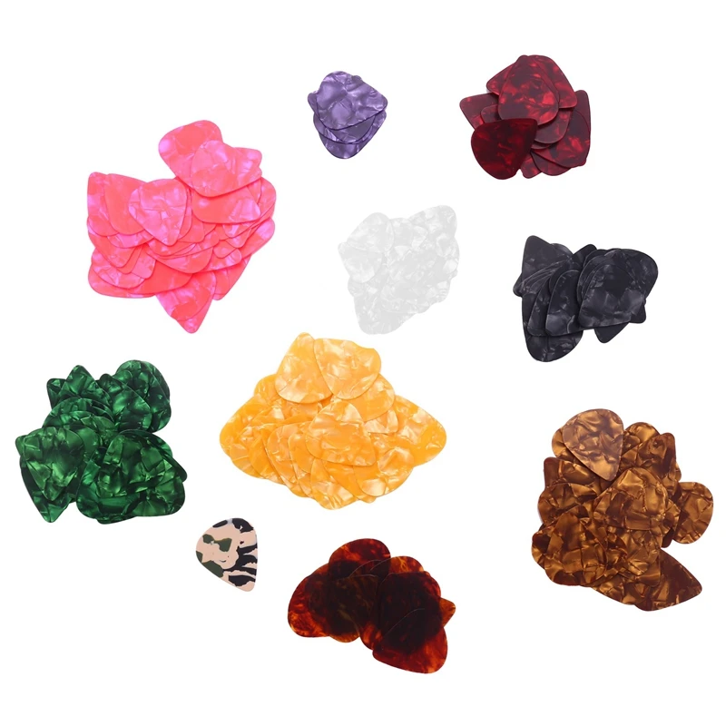 

New Hot Premium 0.46Mm Stylish Colorful Celluloid Guitar Picks Plectrums For Guitar Bass (200 PCS)