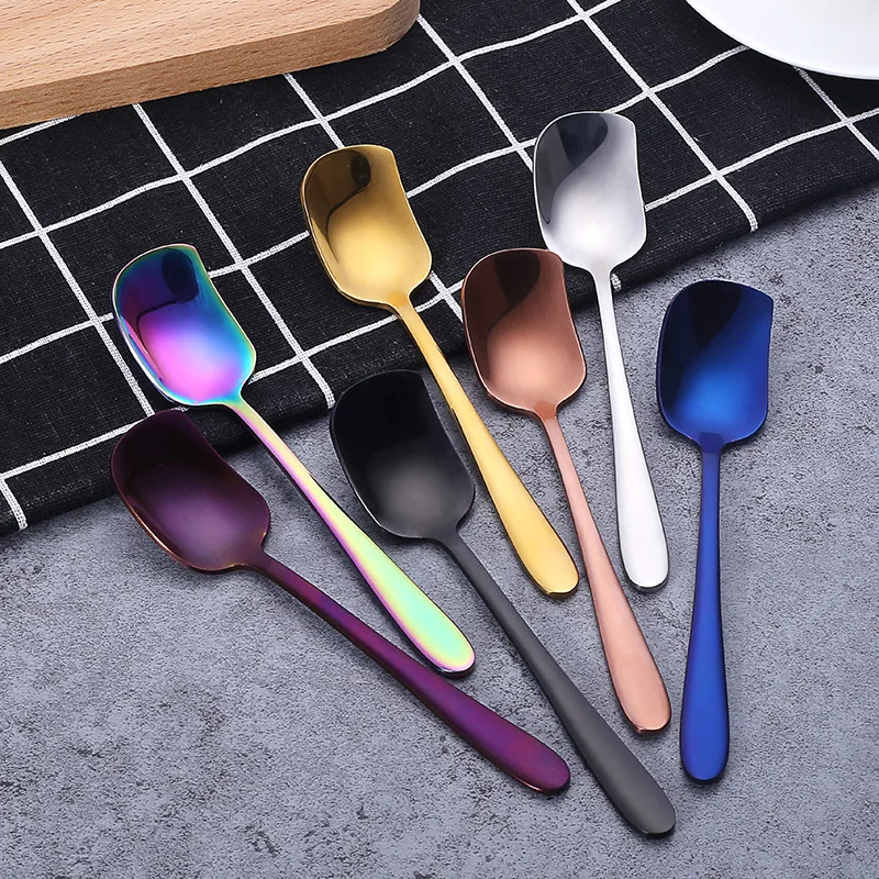 

4Pcs Spoon Set Teaspoon Coffee Spoon Cute Ice Cream Dessert Spoon Silver Gold Stainless Steel Spoon For Coffee Tea