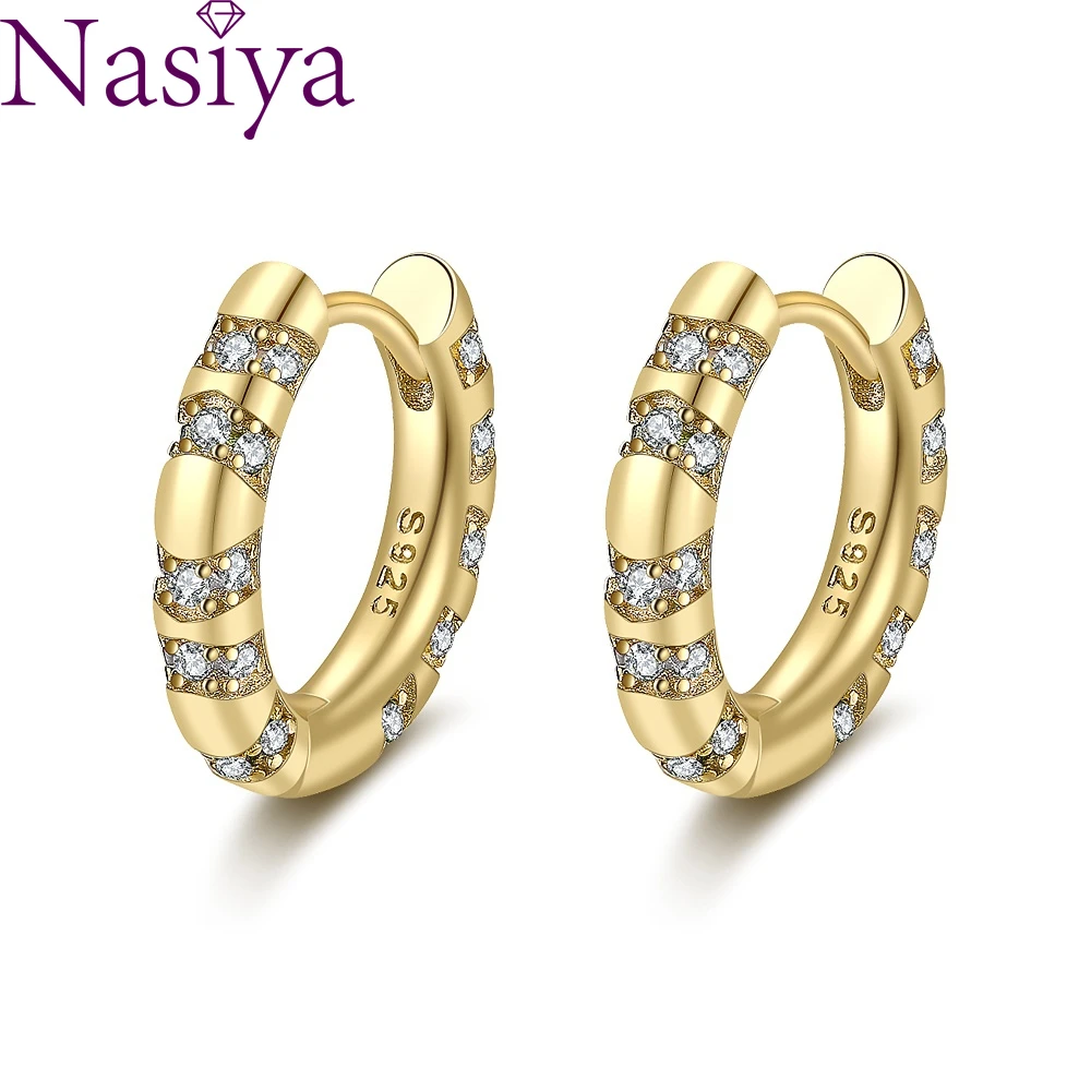 

925 Sterling Silver Zircon Fashion Circle Hoop Earrings For Woman Wedding Engagement Party Fine Gift Jewelry