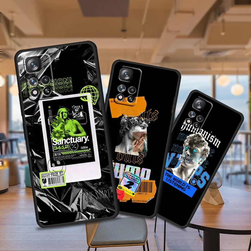 

Cartoon Lover Statue for Xiaomi Redmi Note 11 10 11T 10S 9 9S 8 7 5G 4G Soft Black Phone Case Fundas Coque Capa Cover