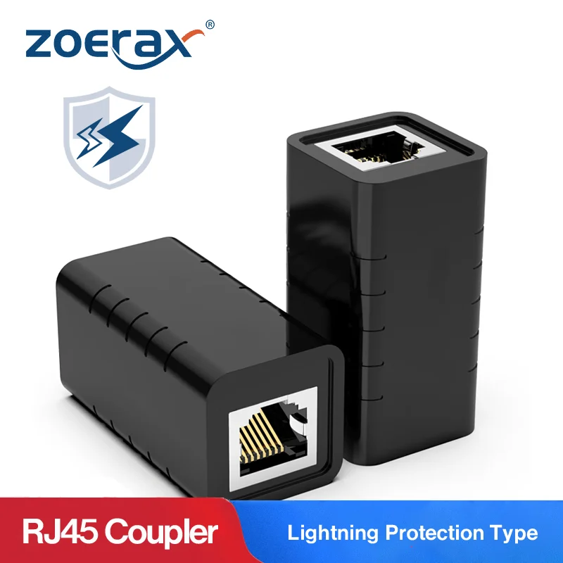 

ZoeRax RJ45 Coupler Cat7 Cat6 Cat5e Ethernet Cable Extender Adapter LAN Connector in Line Coupler Lightning Protection 1/2/5PCS