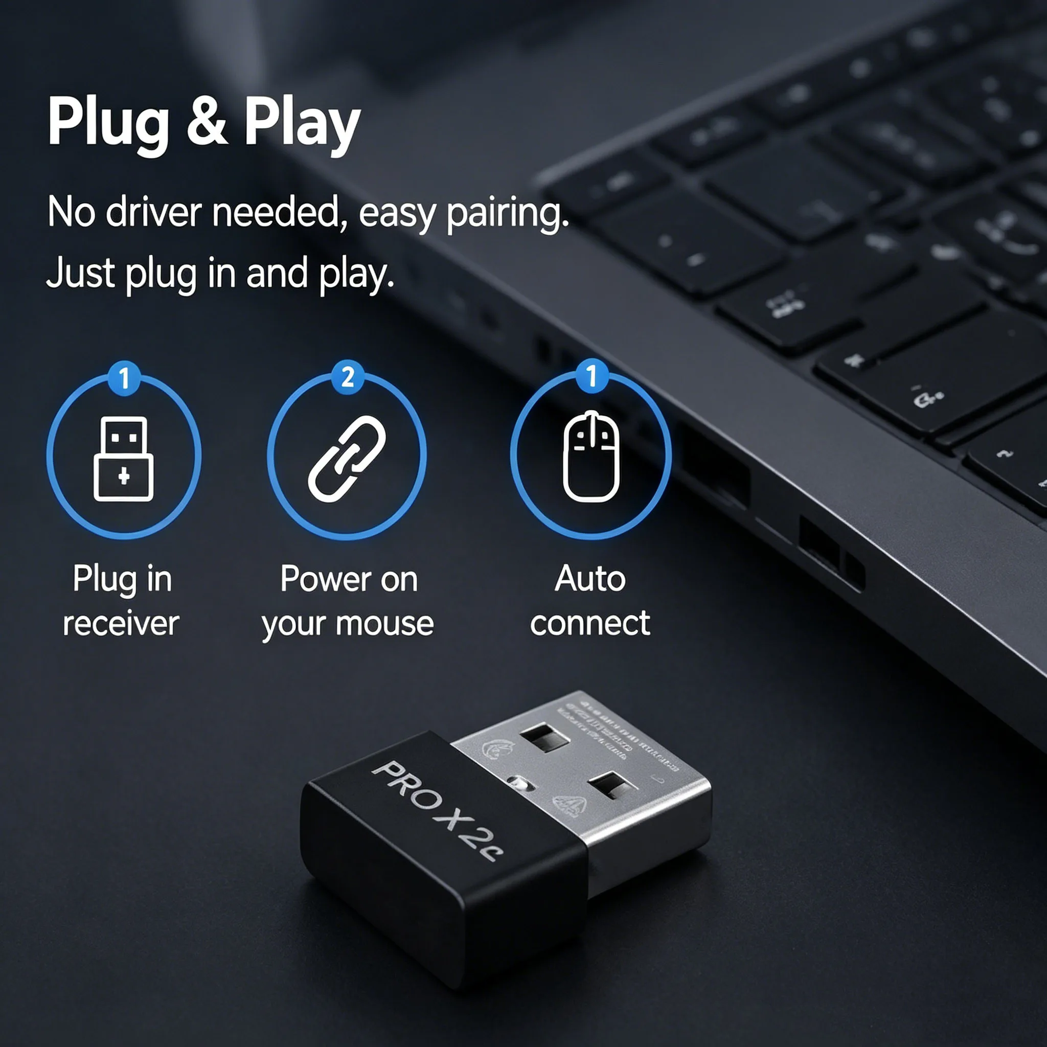 Фото Удобный приемник, подходящий для мыши Logitech G PRO X SUPERLIGHT 2c, поддерживающий частоту передачи данных 8K. №3